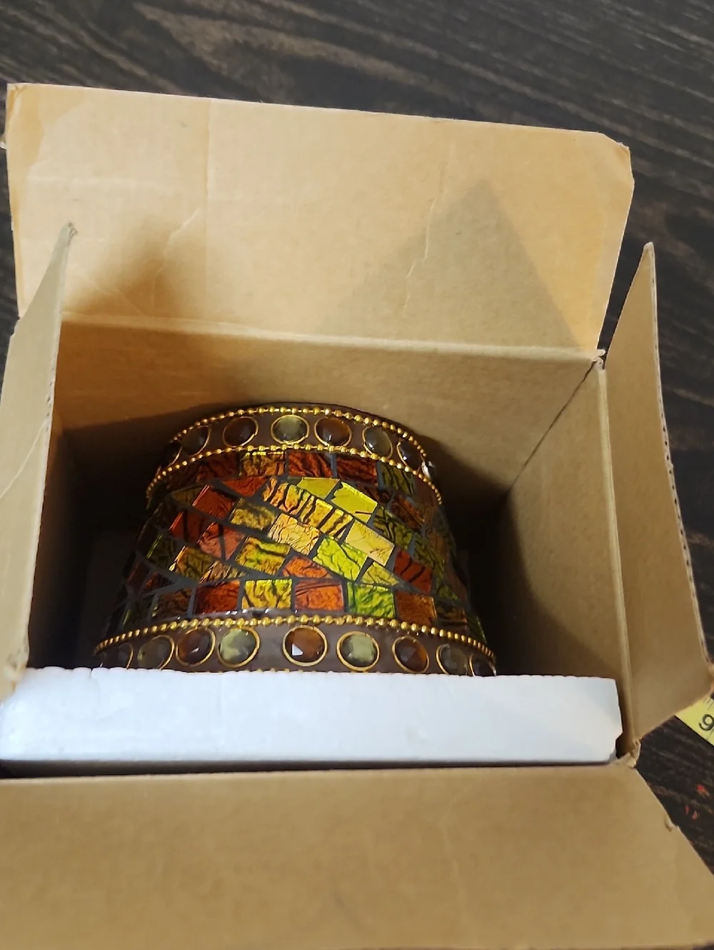 Home Interiors mosaic glass candle shade topper NIB NEW NWT
